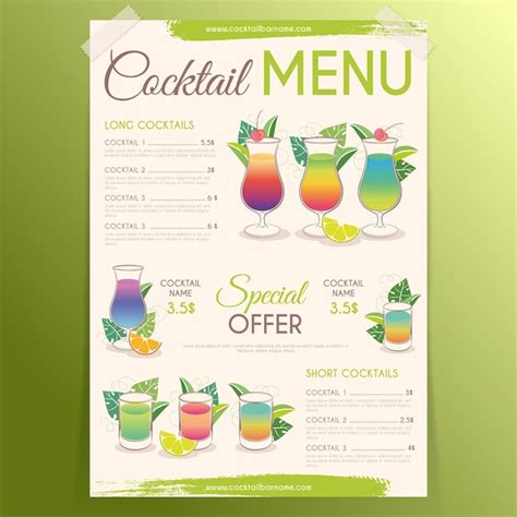 Free Vector | Cocktail menu template