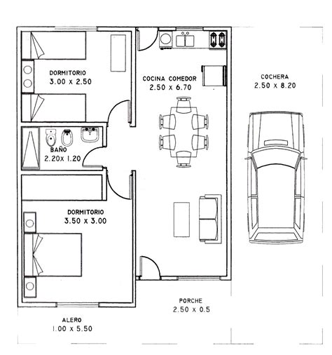 Plano De Casa De Dormitorios Y Metros Cuadrados Planos De Casas