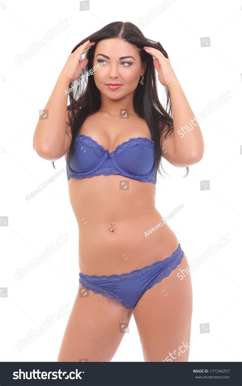 Sexy Girl Blue Lingerie Isolated On Stock Photo Edit Now 171294257