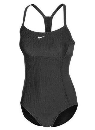 Womens Nike One Piece Swim Bathing Suit Black Racer Back Ribbed Large For Sale Online Ebay