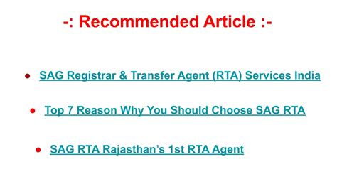 Ppt Know About Sag Registrar Transfer Agent Rta Services