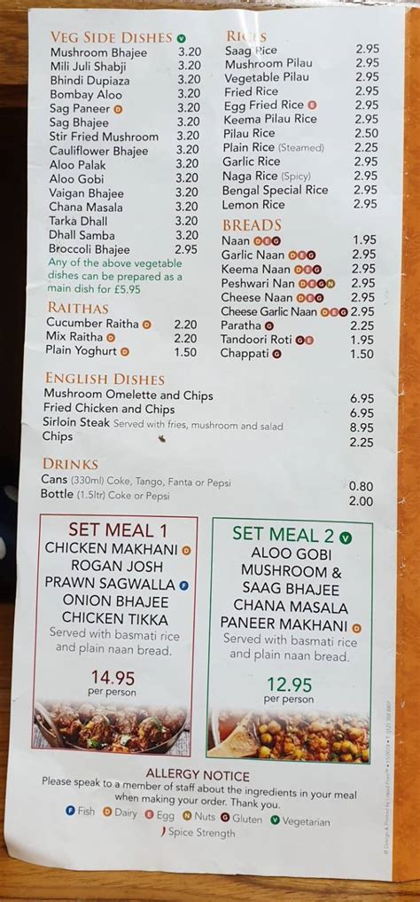 Menu At Curry King Indian Take Away Stourbridge