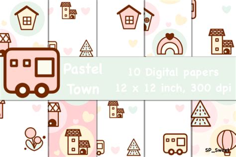 Pastel Town Digital Paper Pack Graphic By Spsweet Creative Fabrica