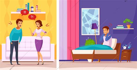 Neighbors During Quarrel Cartoon Composition Loud Vector Illustration