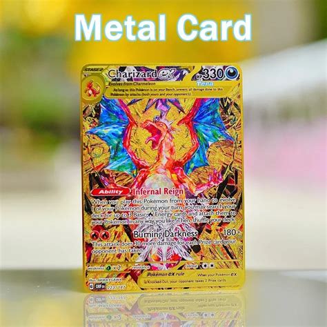 Cartes Pok Mon En M Tal Dor Pour Enfants Lettres Van Gogh Charizard