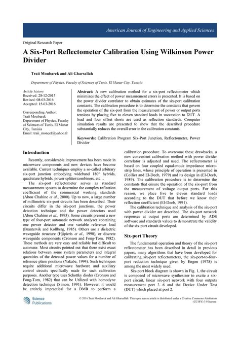 (PDF) A Six-Port Reflectometer Calibration Using Wilkinson Power Divider