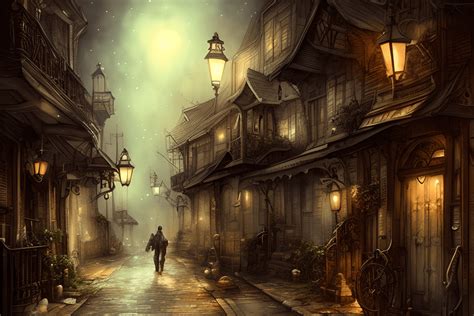 realistic victorian town  night creative fabrica