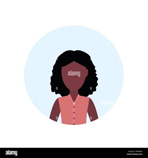 African American Woman Avatar Isolated Faceless Female Cartoon Character Portrait Flat Stock