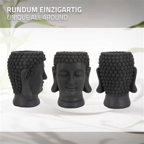 Pflanztopf Buddha Kopf X X Cm Anthrazit Aus Polyresin Ml Design