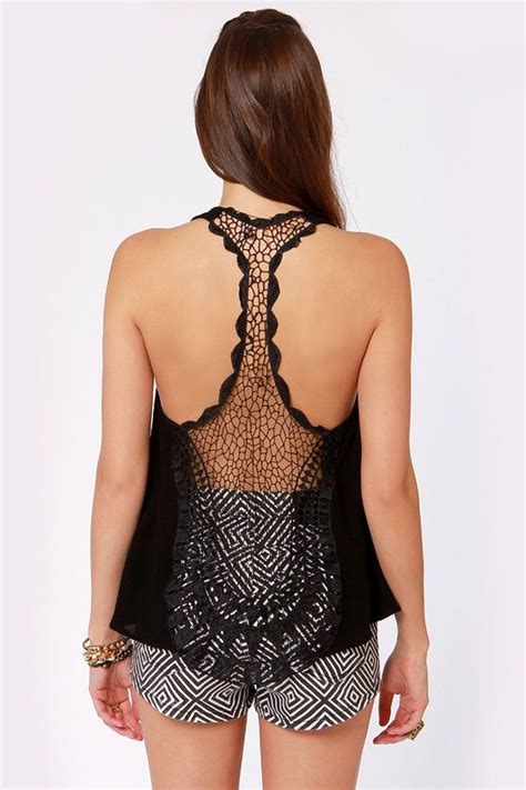 Back To Backless Black Lace Tank Top Black Lace Tank Top Backless Lace Top Lace Tank Top