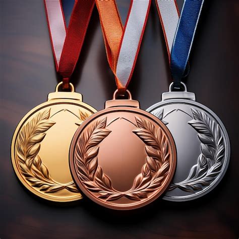 Tr S Medalhas De Ouro Prata E Bronze Fitas De Cores