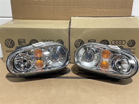 Vw Golf Mk4 R32 Pair Front Headlights Left And Right Bi Xenon Genuine