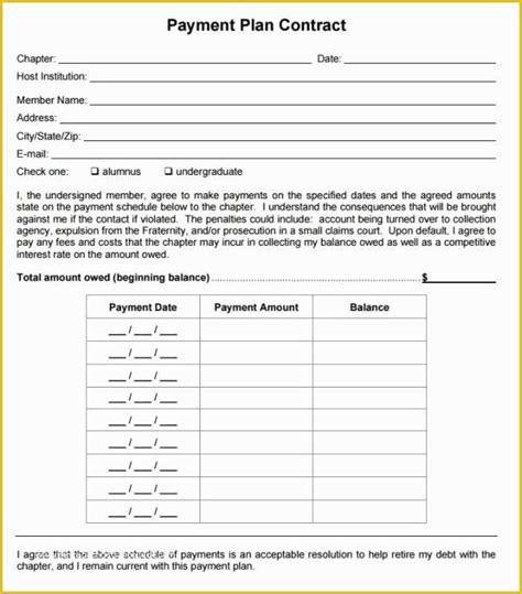 Free Installment Contract Template Of Payment Plan Agreement