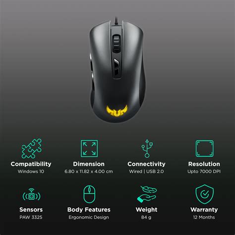 Buy ASUS TUF M3 Wired Optical Gaming Mouse with Customizable Buttons ...