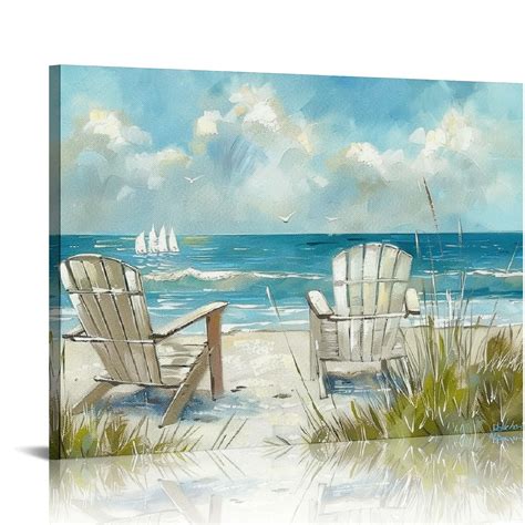 Canflashion Beach Picture Canvas Wall Art Seascape Scene Artwork