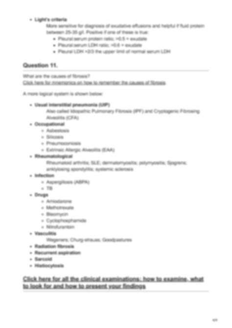 SOLUTION Common Respiratory Examination Exam Questions For Medical