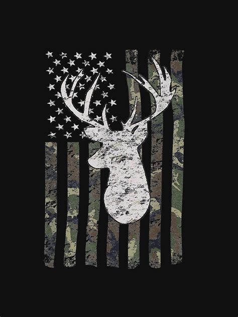 Camouflage American Flag Deer Hunting T Shirt T Shirt For Sale By Aqy7215 Redbubble Flag T