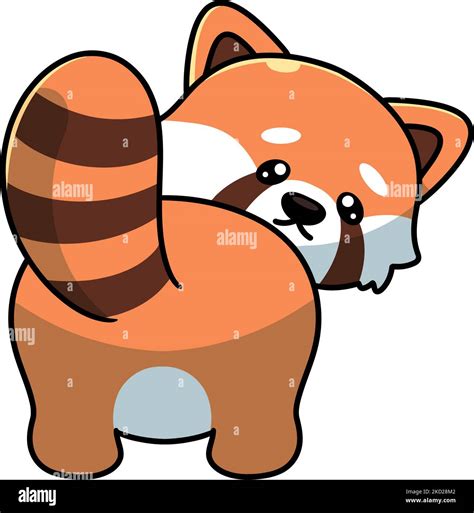 A Cute Kawaii Red Panda Cartoon Character Looking Back With A Sad