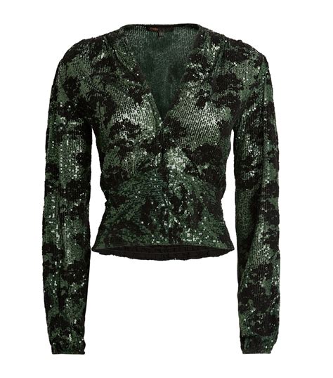 Womens Maje Green Sequin Embellished Top Harrods Uk