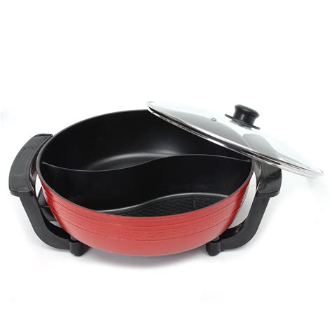 W Electric Non Stick Hot Pot Dual Side Divide Home Smokeless Shabu Cookware Alexnld
