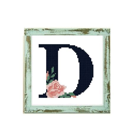 Monogram Cross Stitchd Flowers Monogram D Cross Stitch Pattern Letter D