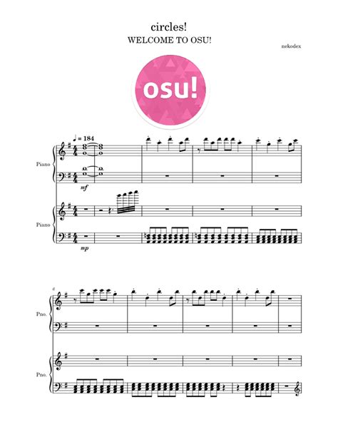 Circles Nekodex Osu Theme Song Sheet Music For Piano Piano Duo