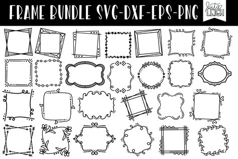 50 Hand Drawn Doodle Frames Bundle