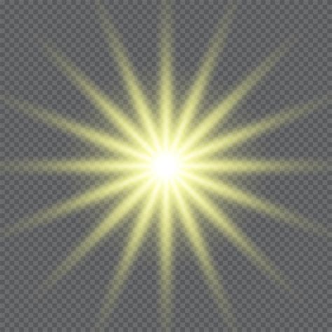 Gold Glowing Star Realistic Sun Rays Yellow Sun Ray Glow Abstract Shine Light Effect Yellow