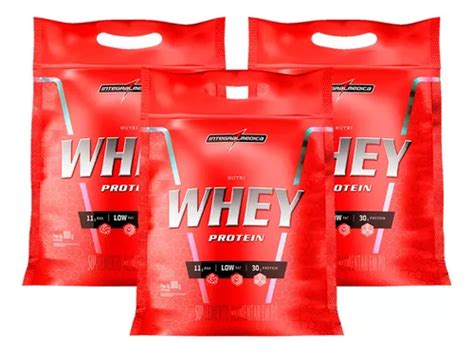 Kit 3x Nutri Whey Refil Integral Medica 907g Sabor Morango