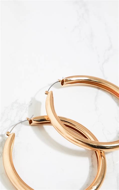 Gold Chunky Hoop Earrings Accessories Prettylittlething Usa