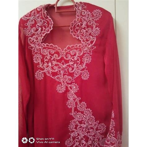 Red kebaya - kerawang (preloved) | Shopee Malaysia