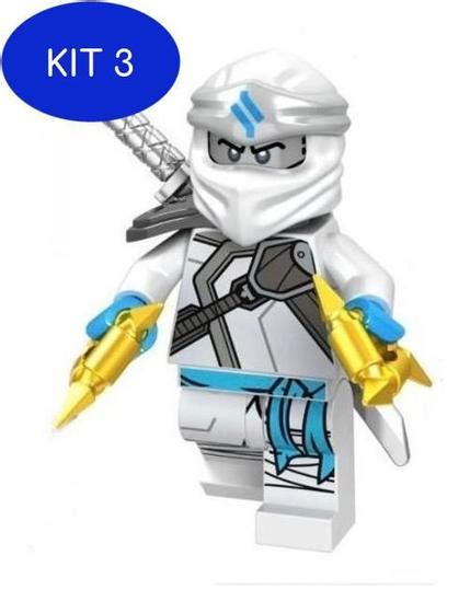 Kit 3 Boneco Blocos De Montar Zane Fight Combate Ninjago Mega Block