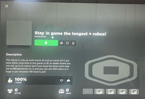 Stay in game the longest = robux! : r/roblox