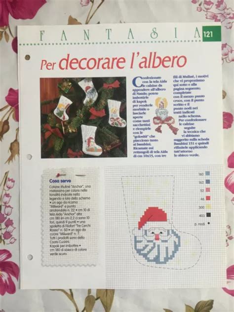 Schema Punto Croce Ricamo Per Decorare L Albero Di Natale Calze Babbo