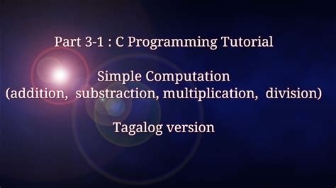 Part 3 1 C Programming Simple Computation To Get Addition