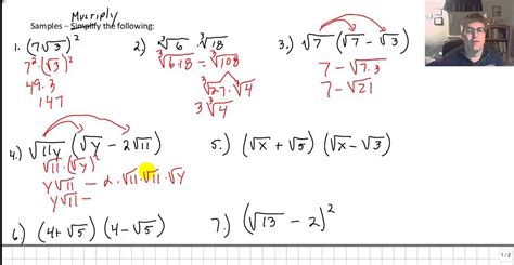 Multiplying And Dividing Radical Expressions