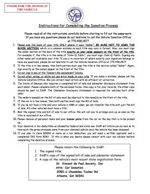 Fillable Online Svdpatl Instructions For Completing The Donation