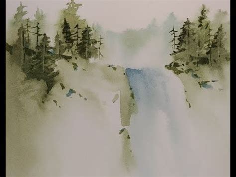 Loose Watercolor Misty Falls Transparent Watercolor Demonstration