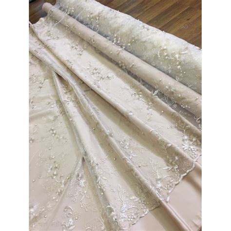 Jual Kain Bahan Kebaya Tile Mutiara Charlotte Warna Cream Nude Cokelat Susu Shopee Indonesia