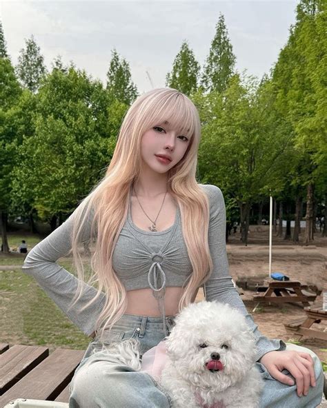 유나 yuna on Instagram Blonde asian Ulzzang girl Girl
