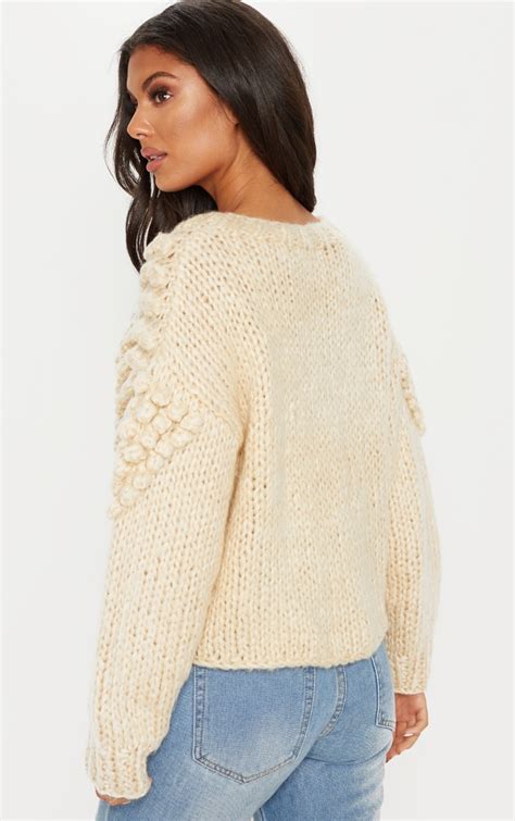 Stone Bobble Knit Jumper Knitwear Prettylittlething