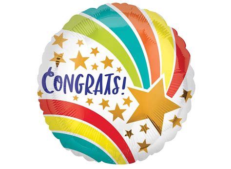 Congrats Rainbow Shooting Star Foil Balloon