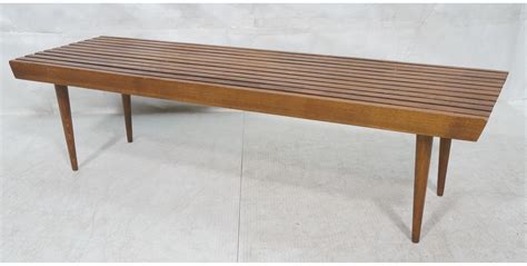 Mid Century Modern Wood Slat Bench Coffee Table