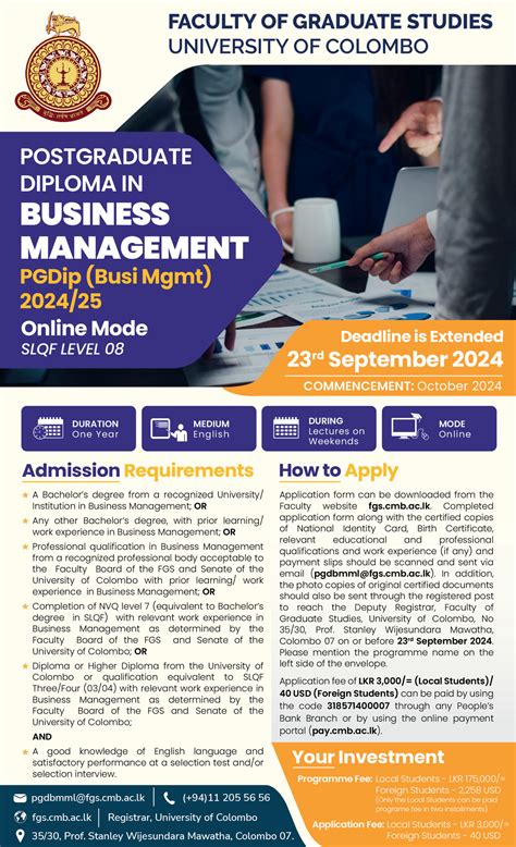 Postgraduate Diploma In Business Management Pgdip Busi Mgmt 2024 25