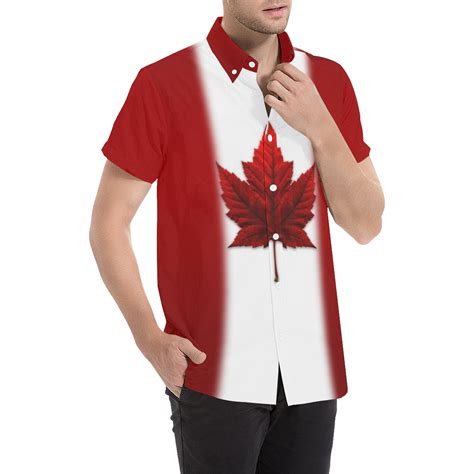 Canada Flag Shirts Button Down Mens All Over Print Short Sleeve Shirt