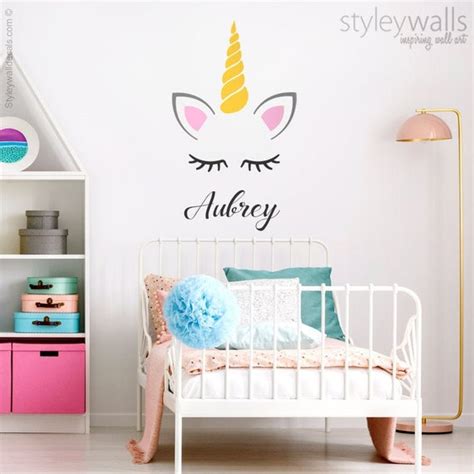 Unicorn Wall Decal Unicorn Horn Wall Sticker Personalized Etsy