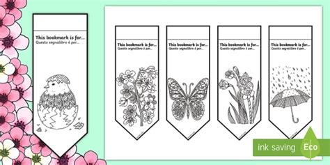 Spring Mindfulness Colouring Bookmarks English Italian Spring Mindfulness