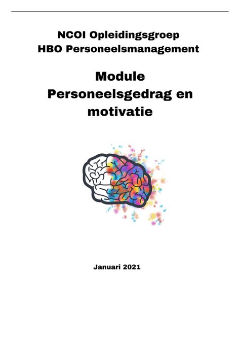 Ncoi Moduleopdracht Personeelsgedrag Personeelsmanagement Geslaagd