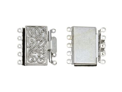 Silver Plated 5 Strand Box Clasp Bead World