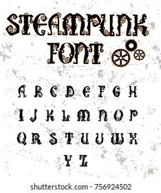 Steampunk Font Retro Alphabet Font Stock Vector (Royalty Free ...